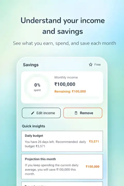 Savings screen